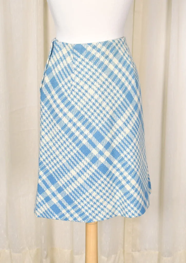 1960s Vintage Sky Blue & Cream Skirt