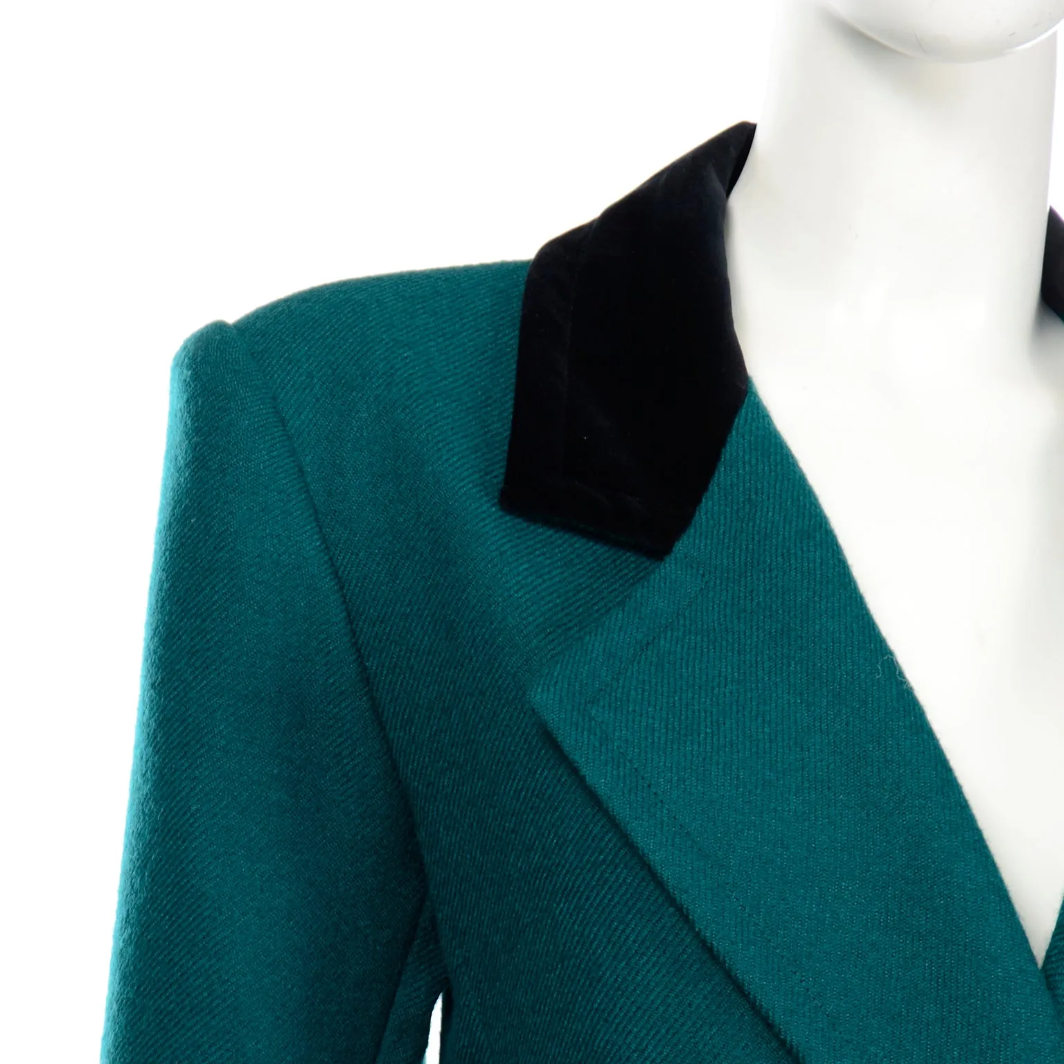 1990s Yves Saint Laurent YSL Green Wool Jacket & Skirt Suit