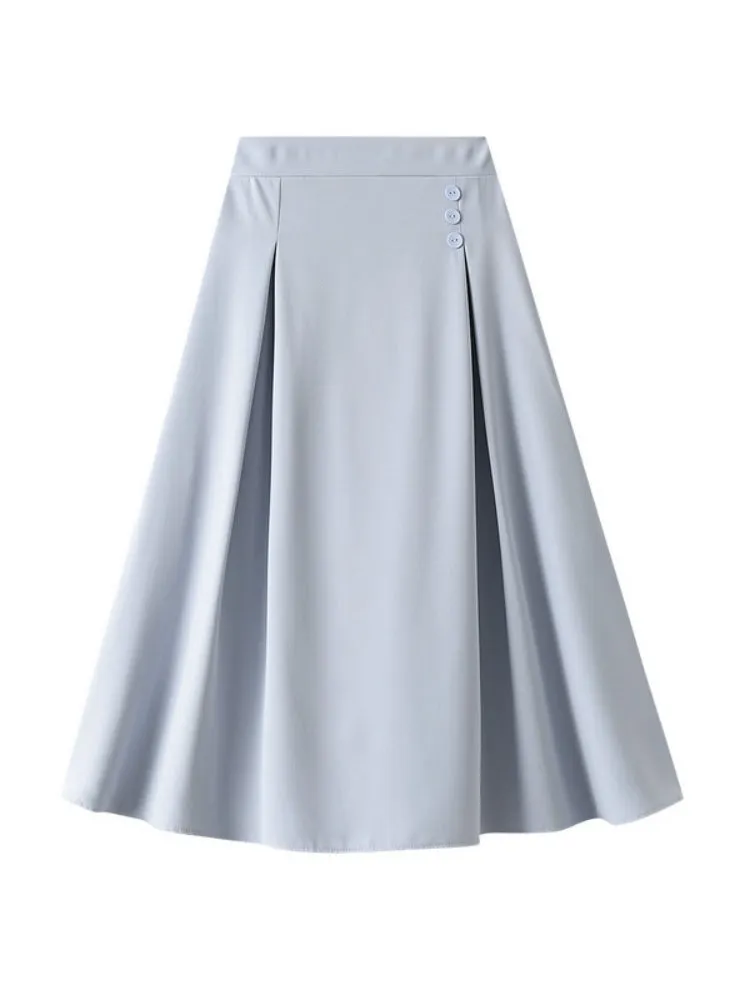 A-line Three-button High Waist Slim Skirt