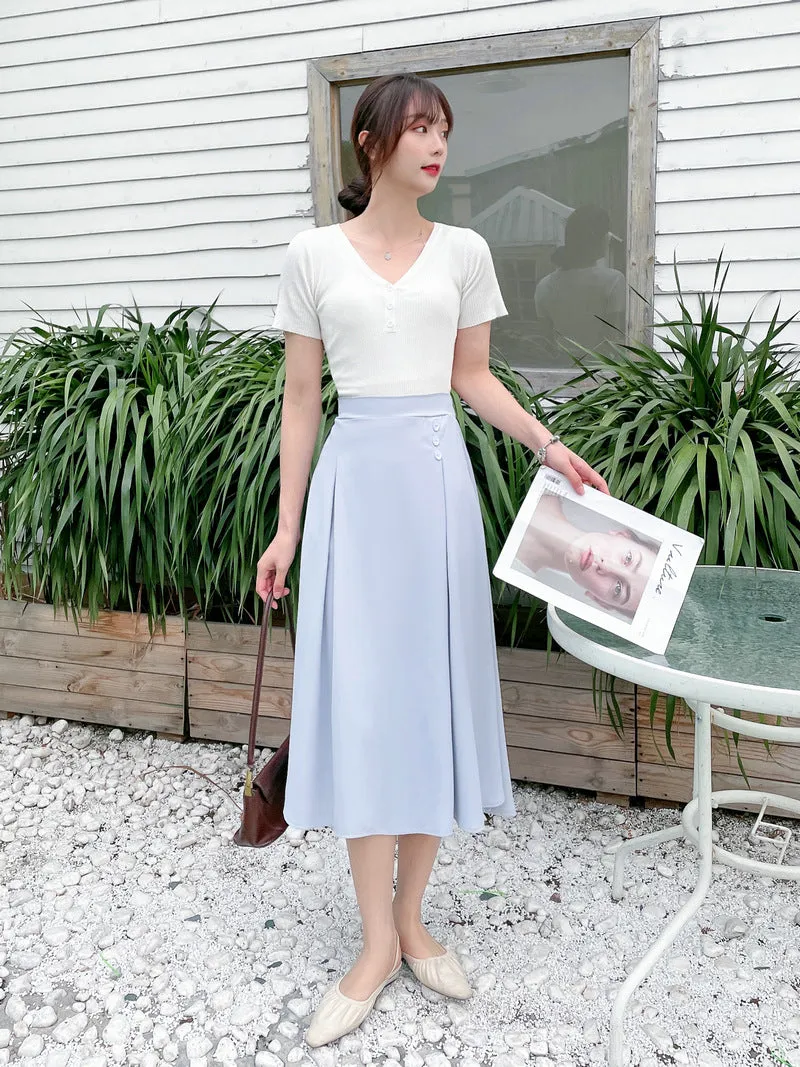 A-line Three-button High Waist Slim Skirt