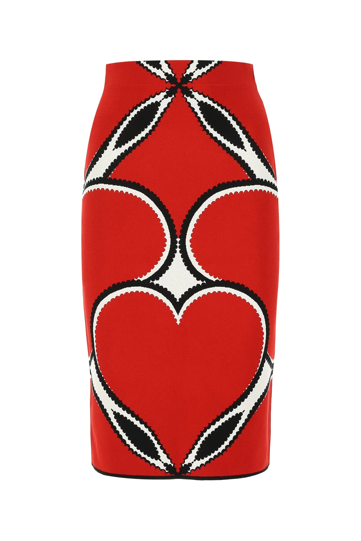 Alexander McQueen Heart Intarsia Knit Pencil Skirt