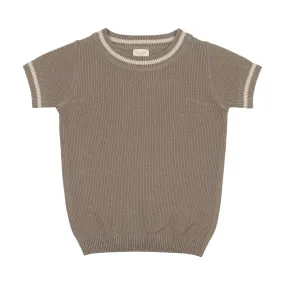 Analogie By Lil Legs Crewneck Sweater Short Sleeve Ivy/Oat Trim