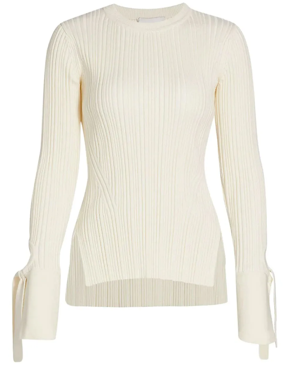 Antique White Rib Long Sleeve Crewneck Top