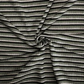 Black/Olive/Multi Striped 4x2 Rib Knit Fabric