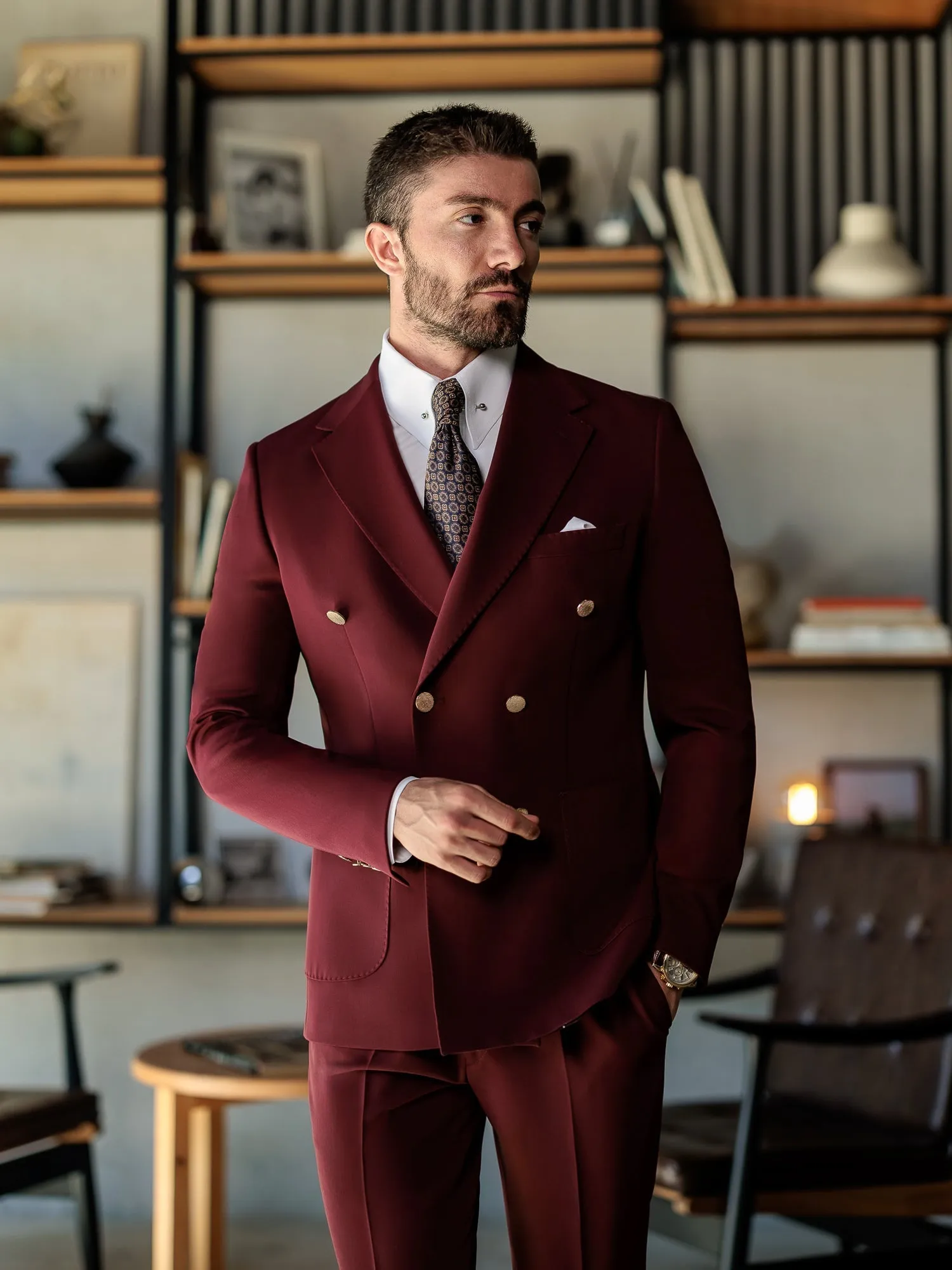 Bordeaux Double Breasted Suit 2-Piece