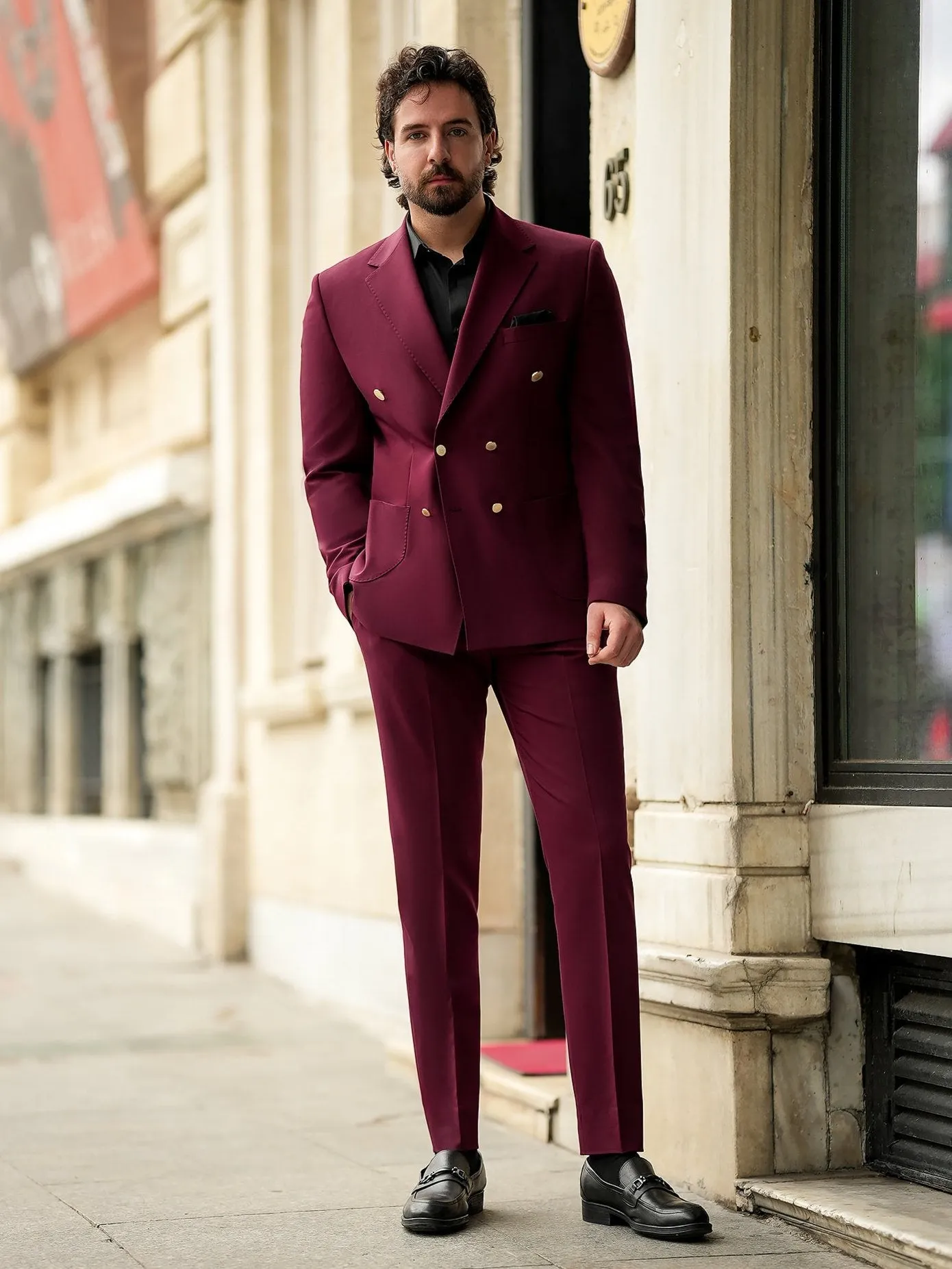 Bordeaux Double Breasted Suit 2-Piece