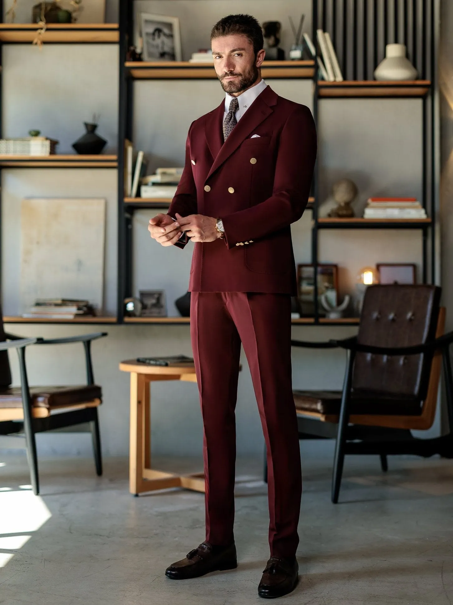 Bordeaux Double Breasted Suit 2-Piece