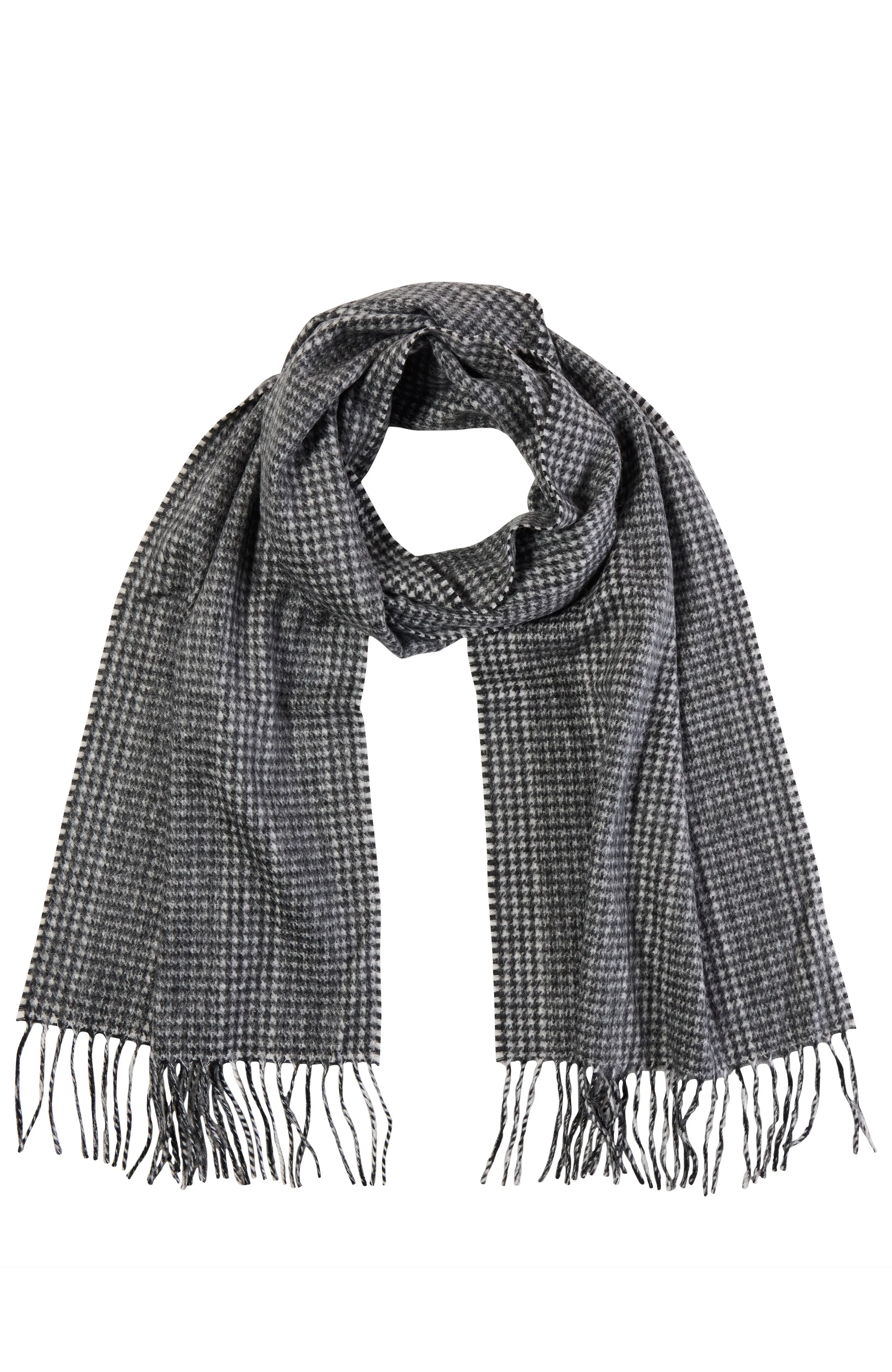 CASHMERE HOUNDSTOOTH WOVEN SCARF