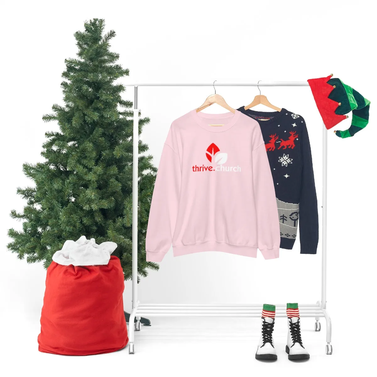 Christmas Logo Red & White Crewneck Sweatshirt