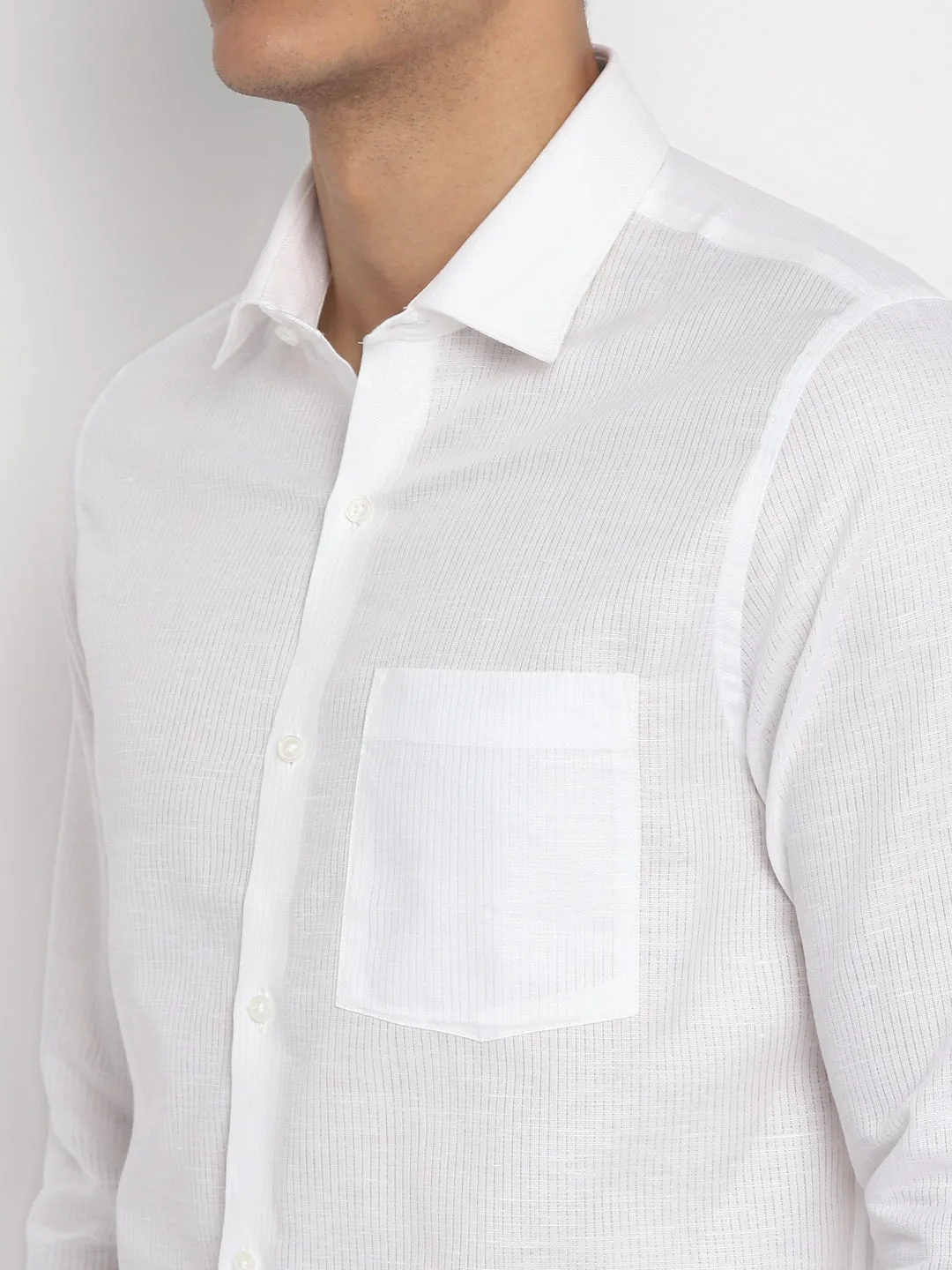 Cotton White Slim Fit Striped Shirts