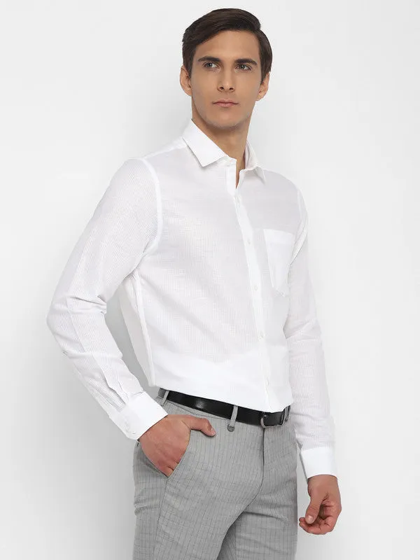 Cotton White Slim Fit Striped Shirts