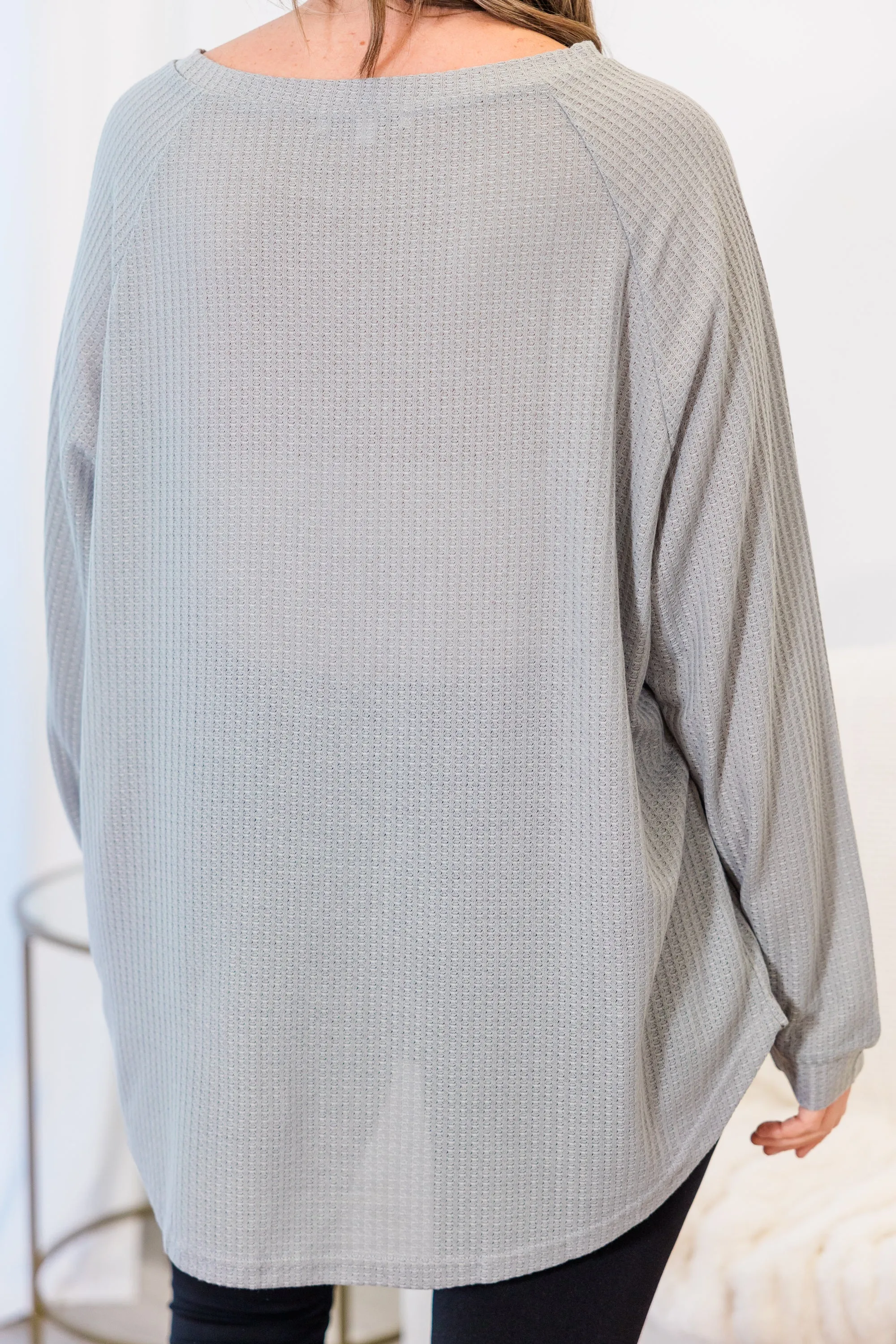 Curved Hem Slouchy Dolman Tunic, Heather Grey Thermal