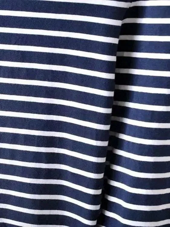 Custom Round Neck Stripe Half Sleeve Navy T-Shirts