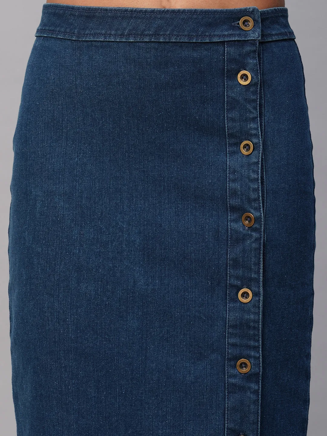 Dark Wash Denim Button Down Pencil Skirt