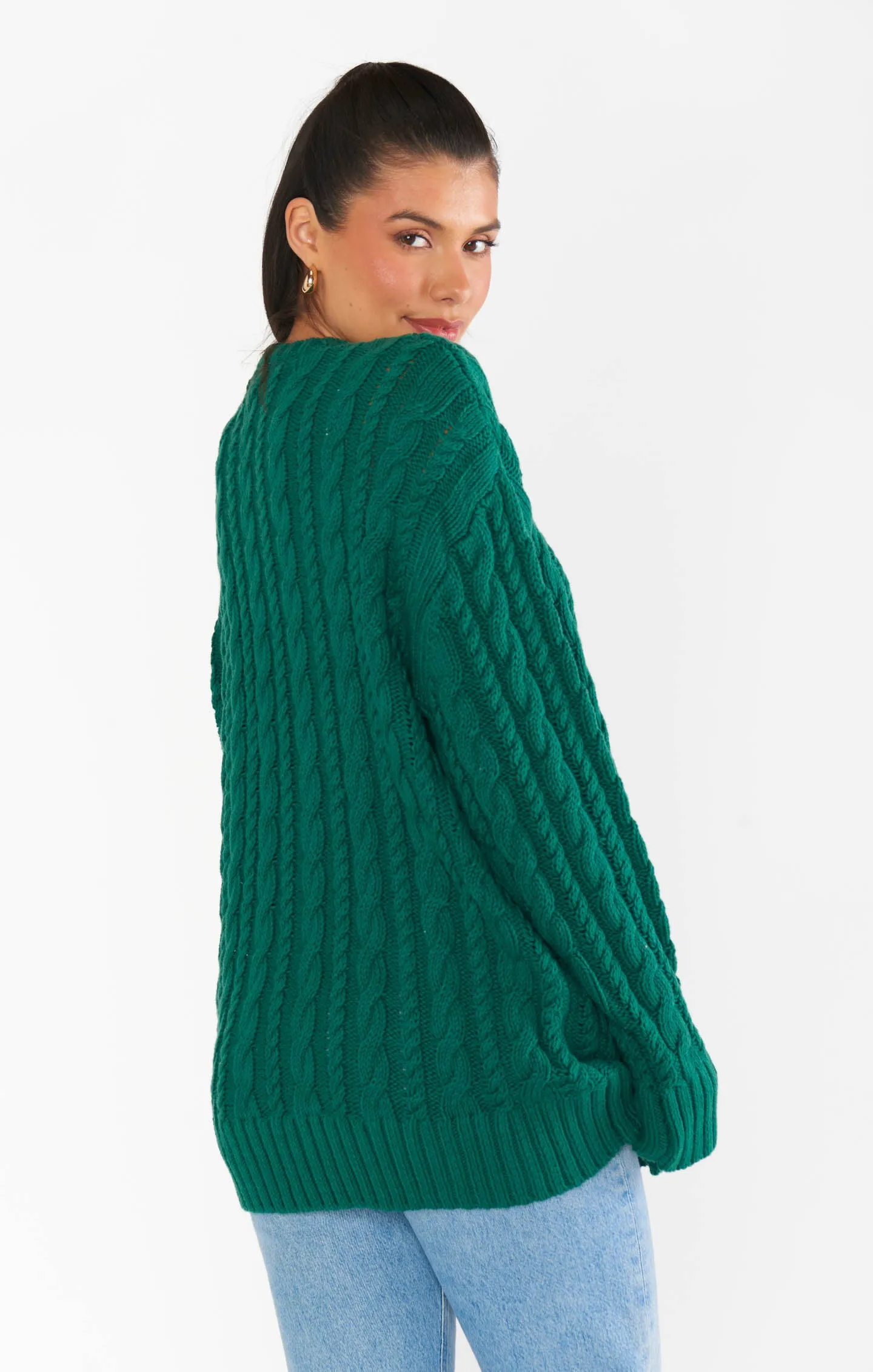 Day to Day Tunic Sweater ~ Emerald Cable Knit