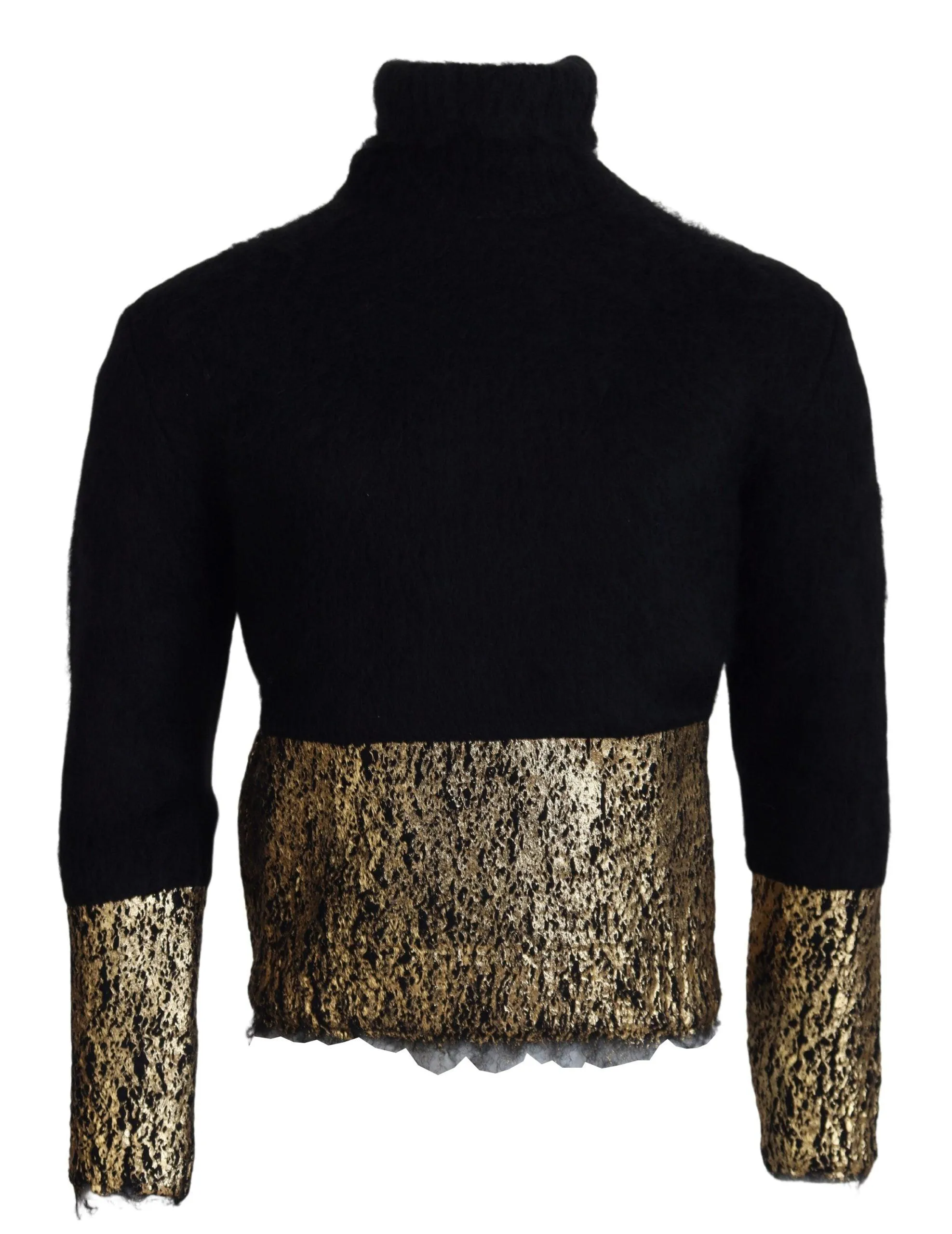 Dolce & Gabbana Black Gold Turtleneck Mohair Pullover Mens Sweater