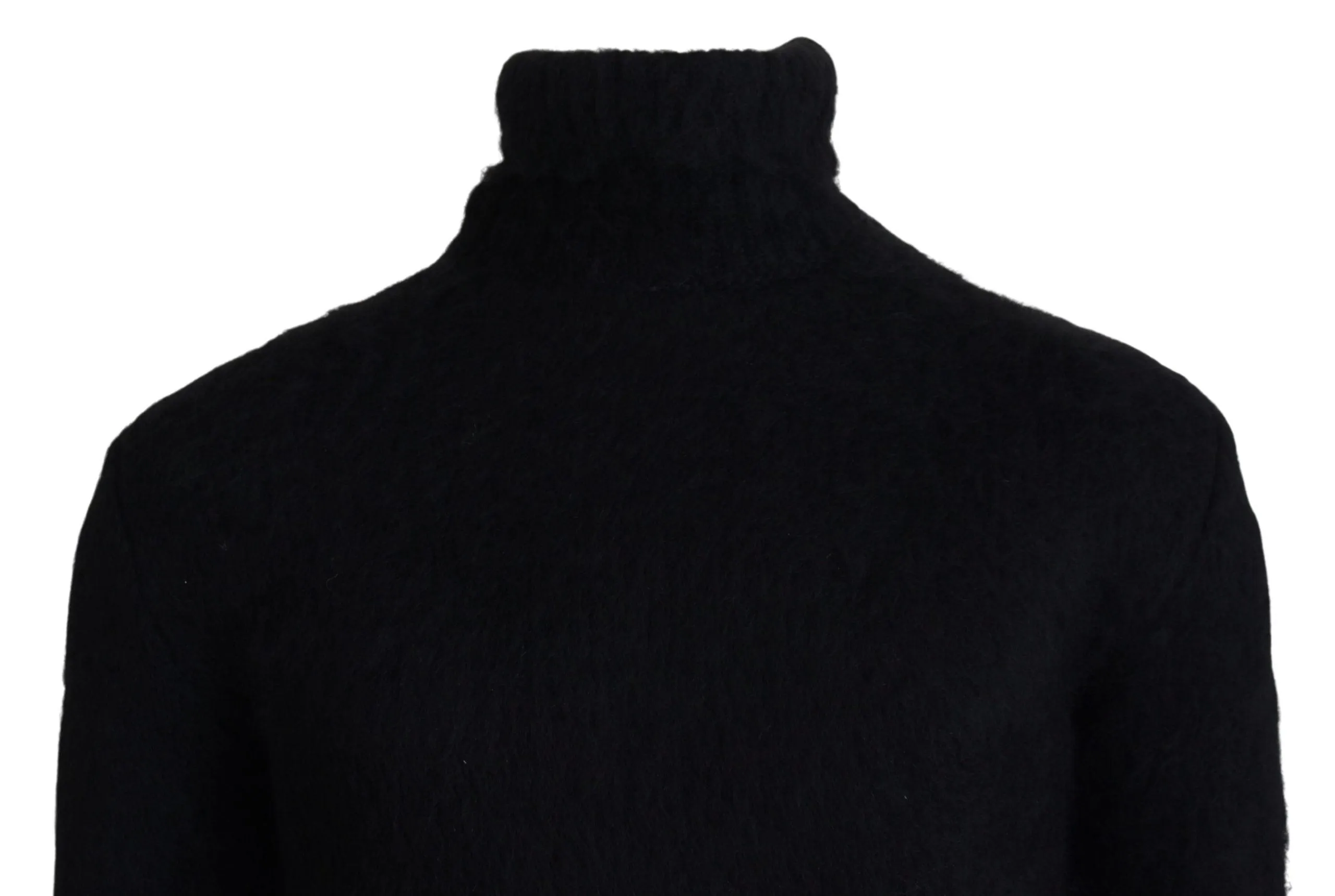 Dolce & Gabbana Black Gold Turtleneck Mohair Pullover Mens Sweater