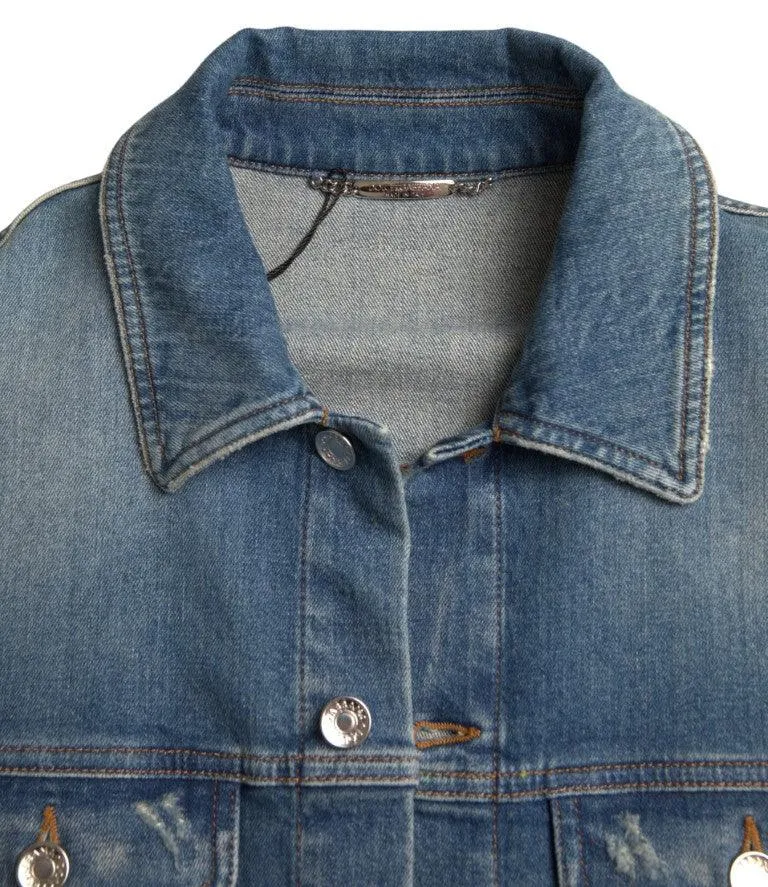 Dolce & Gabbana Blue Washed Cotton Stretch Denim Men Jacket