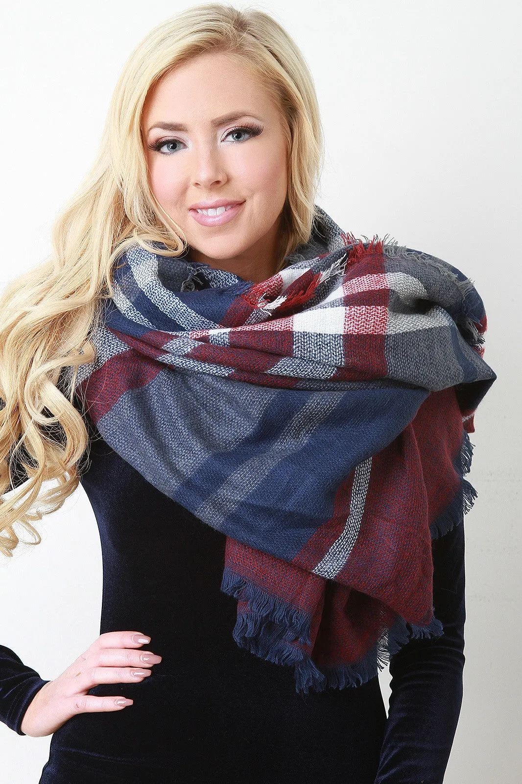 Girly Stripes Square Frayed Scarf