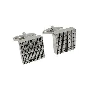 James Adelin Silver Square Grated Striped Cuff Links