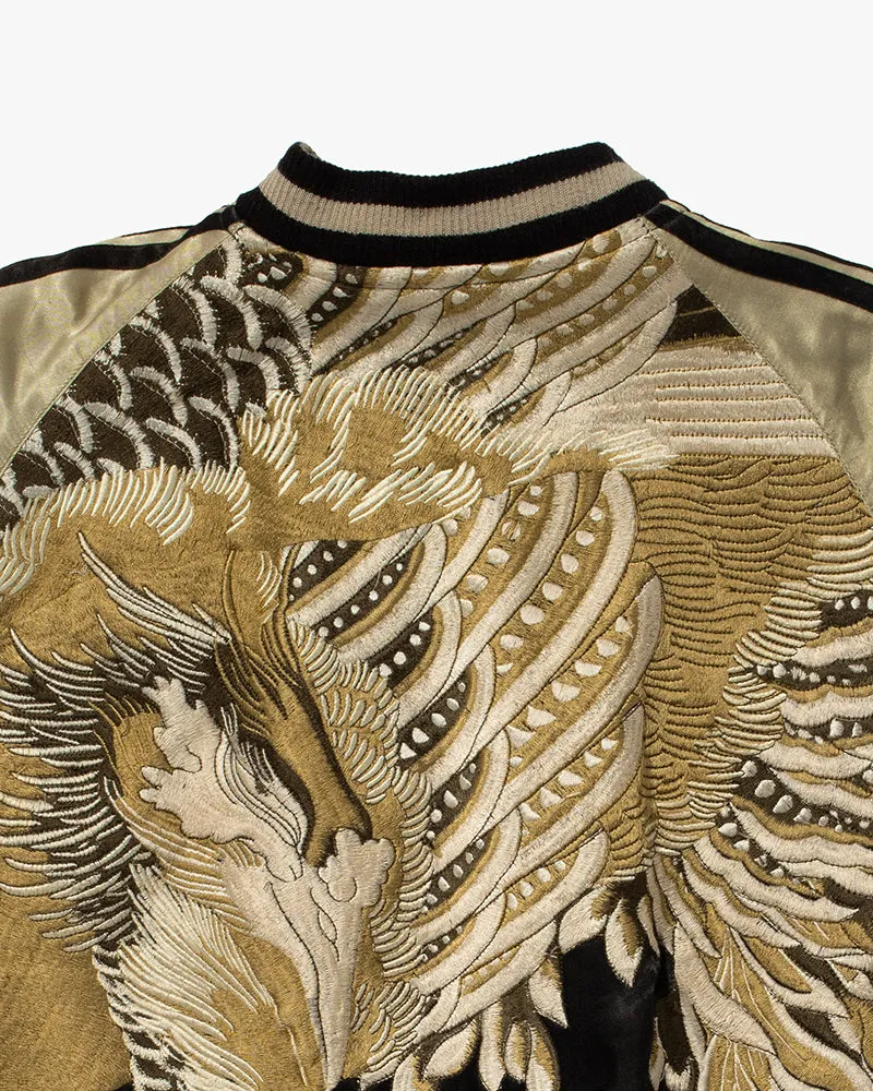 Japanese Repro Souvenir Jacket, Reversible, Black and Green, Phoenix