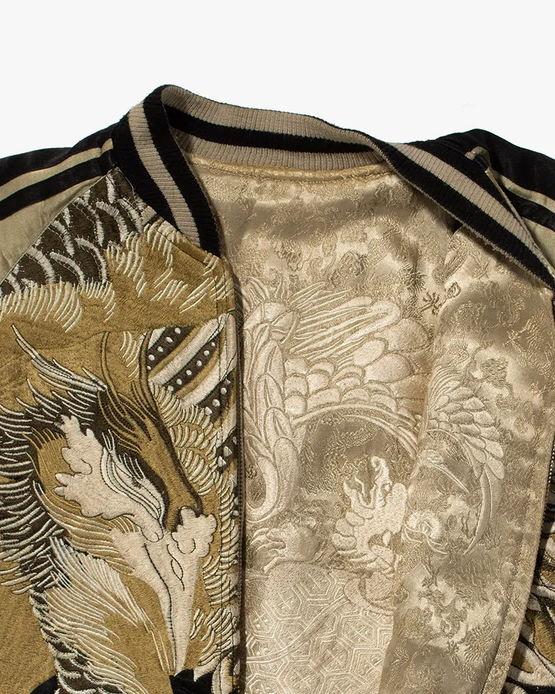 Japanese Repro Souvenir Jacket, Reversible, Black and Green, Phoenix