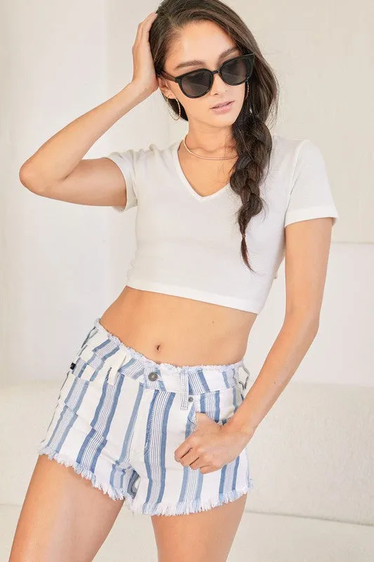 KanCan High Rise Striped Shorts