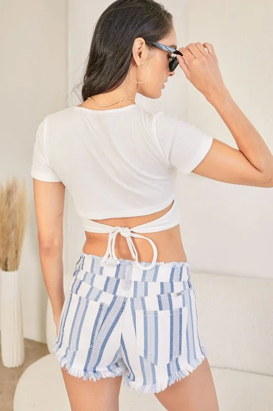 KanCan High Rise Striped Shorts