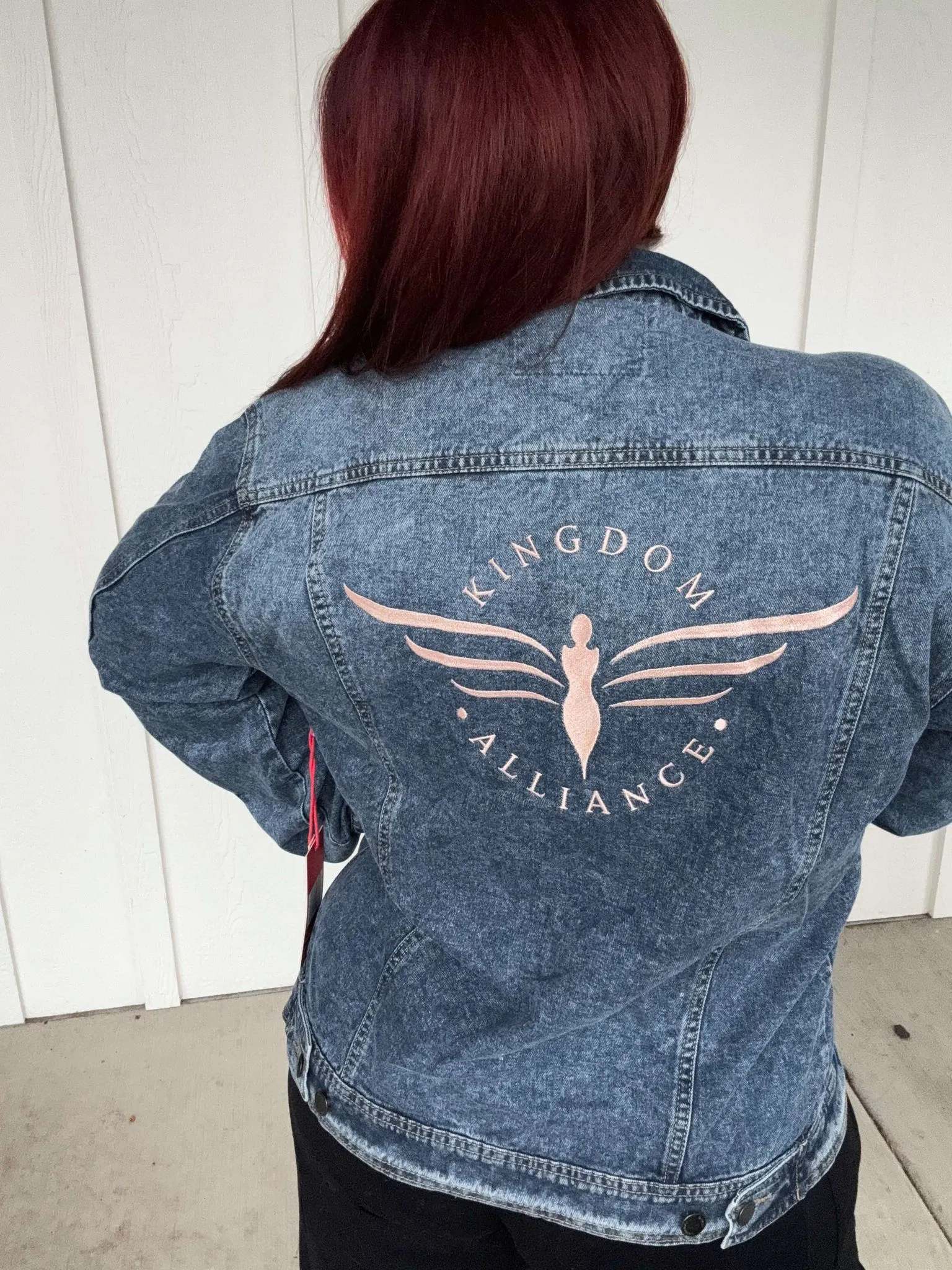 Kingdom Alliance Embroidered Boyfriend Denim Jacket