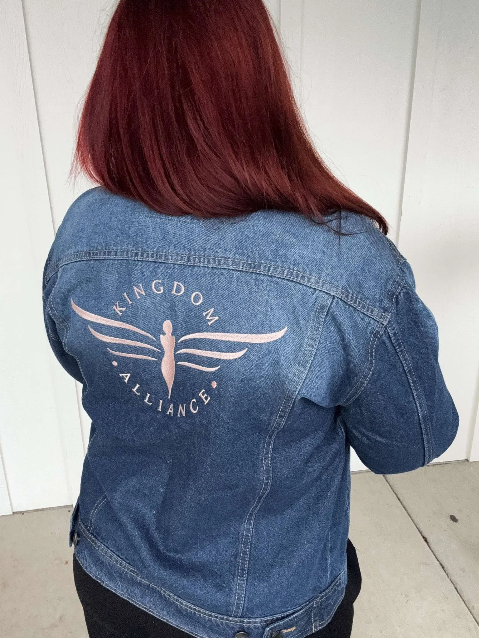 Kingdom Alliance Embroidered Boyfriend Denim Jacket