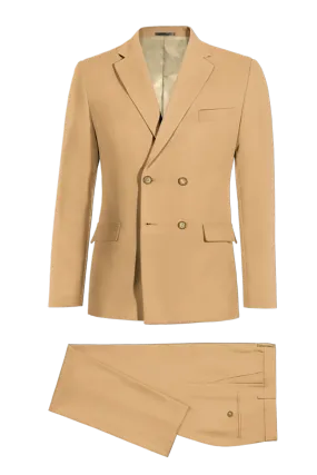 Light Brown Slim fit 2 piece Double Breasted Suit