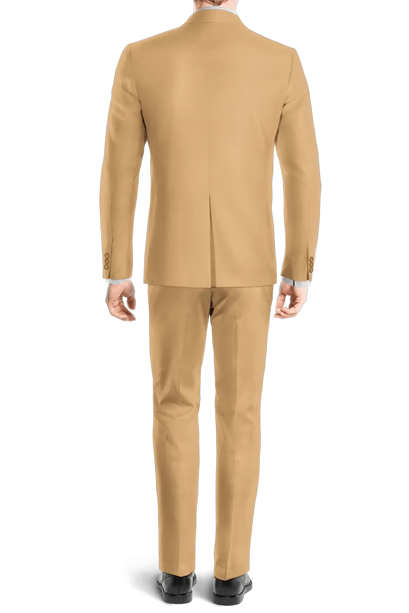 Light Brown Slim fit 2 piece Double Breasted Suit