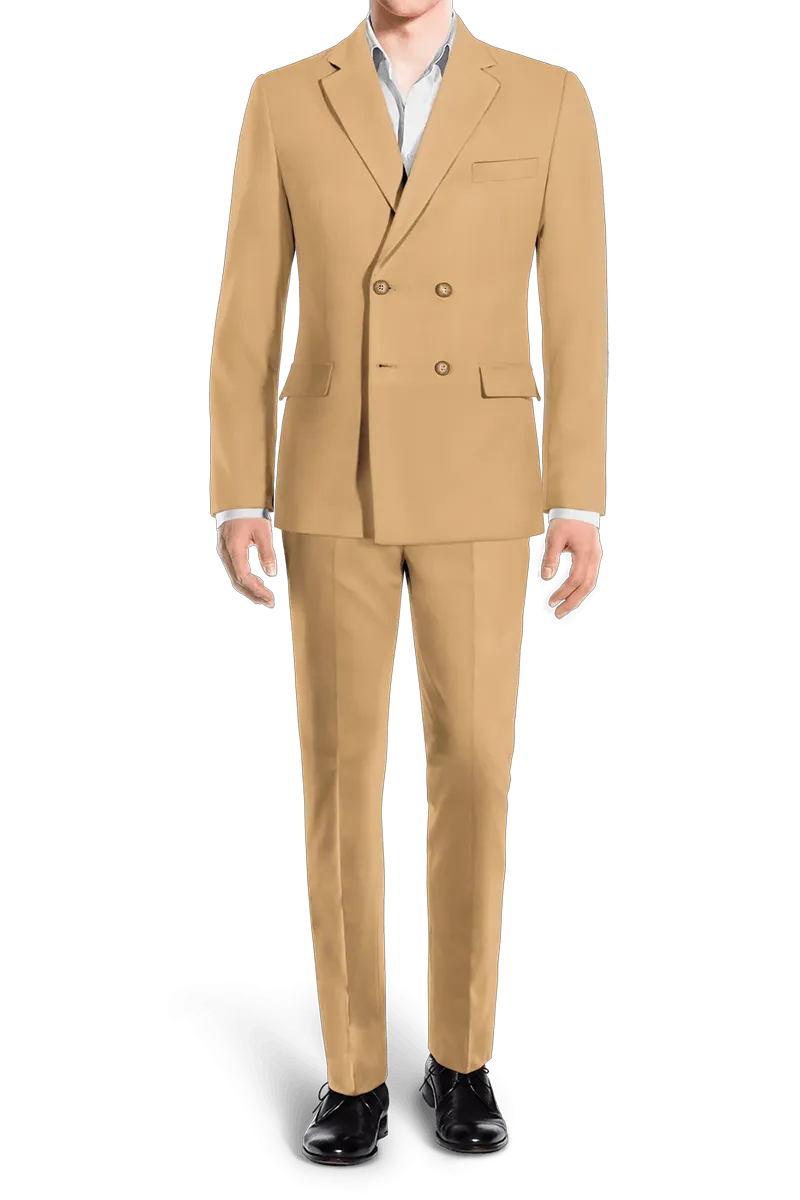 Light Brown Slim fit 2 piece Double Breasted Suit