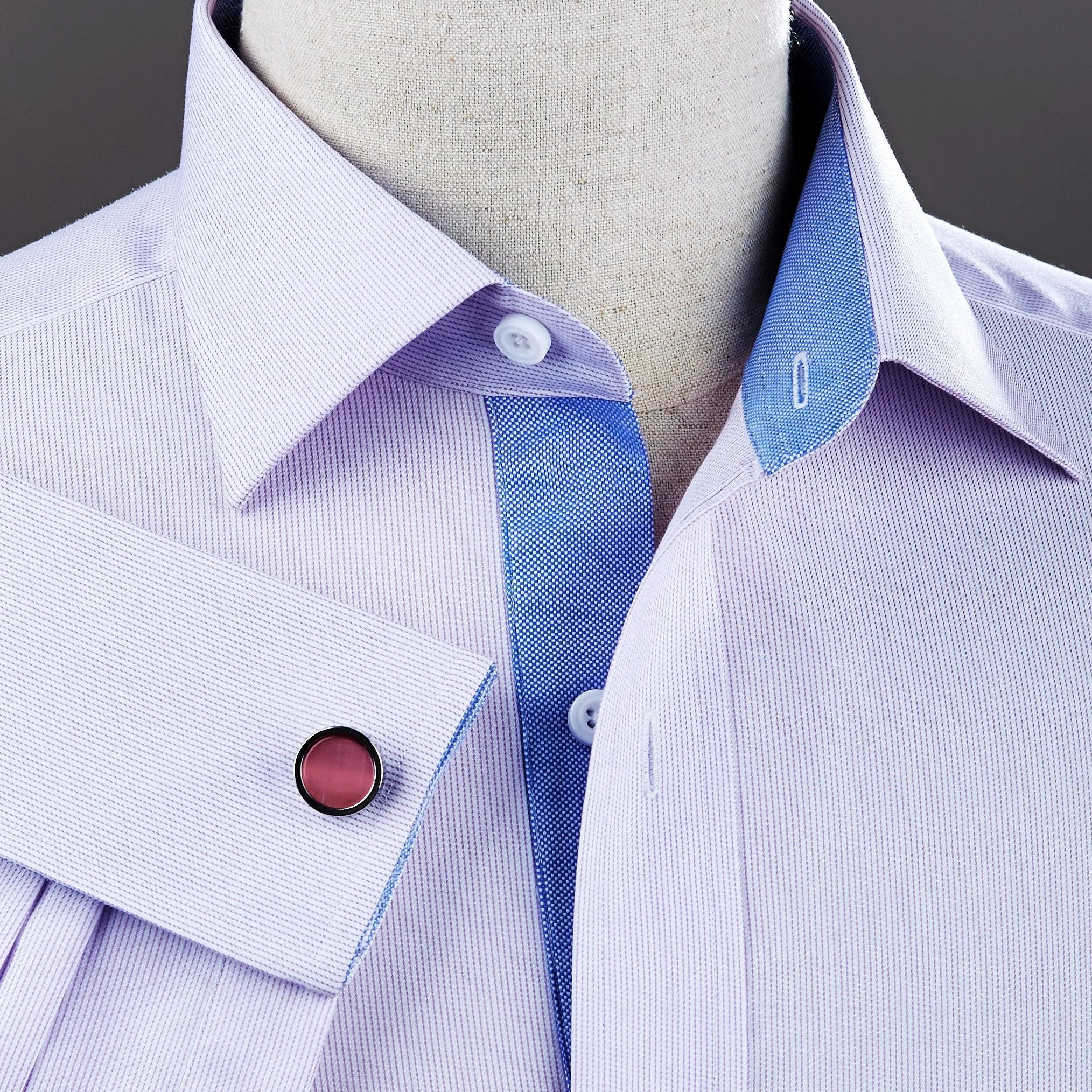 Lilac Hairline Stripe Formal Business Dress Shirt Blue Royal Oxford Fashion