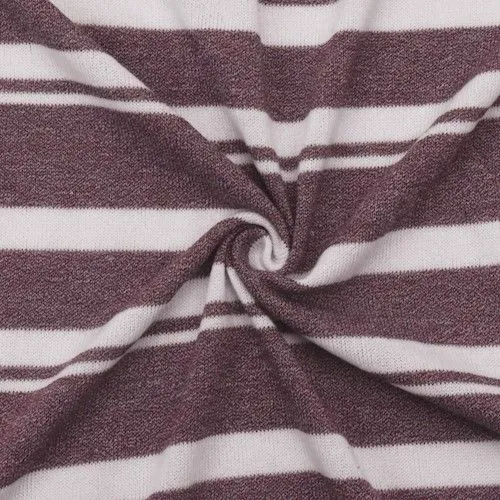 Maroon/Off-White Striped Pattern Jersey Knit Fabric