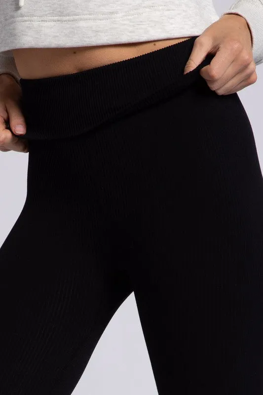 Mono B - Ribbed Fold Over Highwaist Thermal Leggings