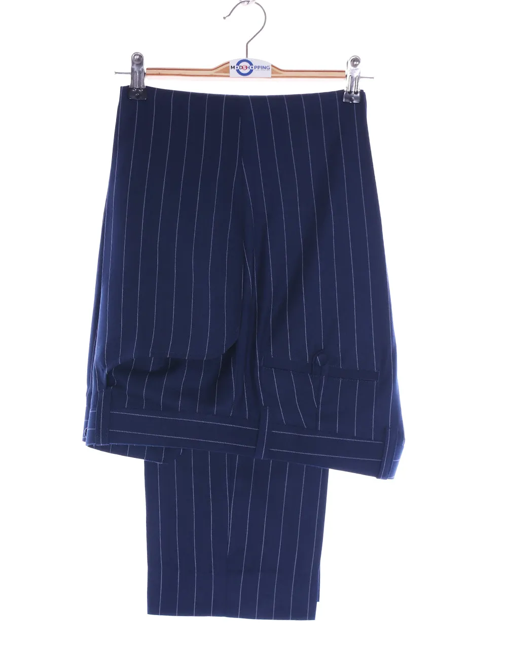 Navy Blue Striped Double Breasted Suit