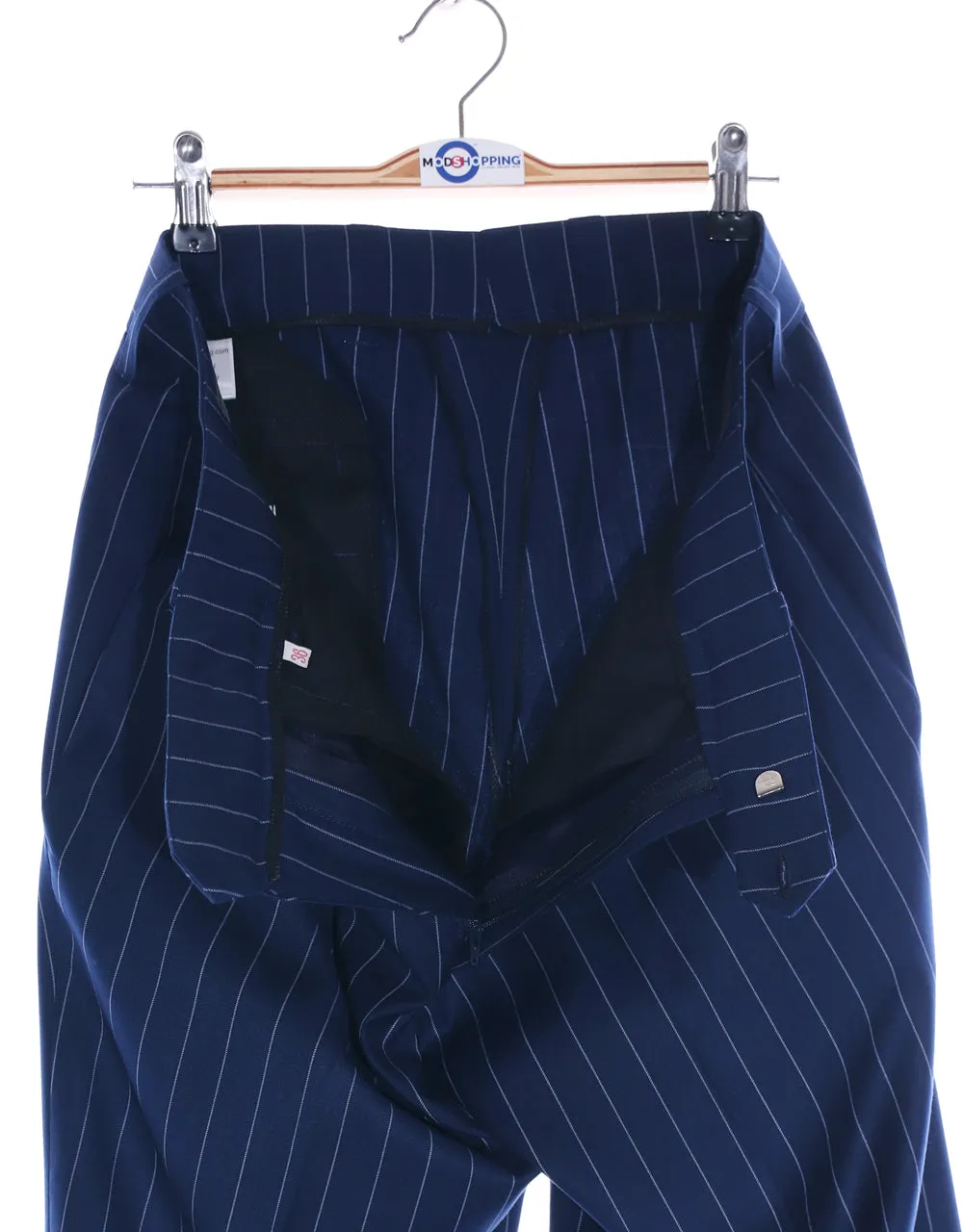 Navy Blue Striped Double Breasted Suit