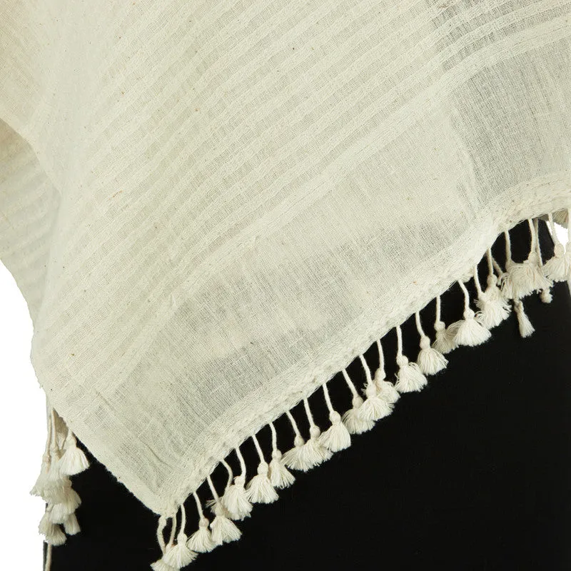 Organic Cotton Hand Woven Scarf with Tassels