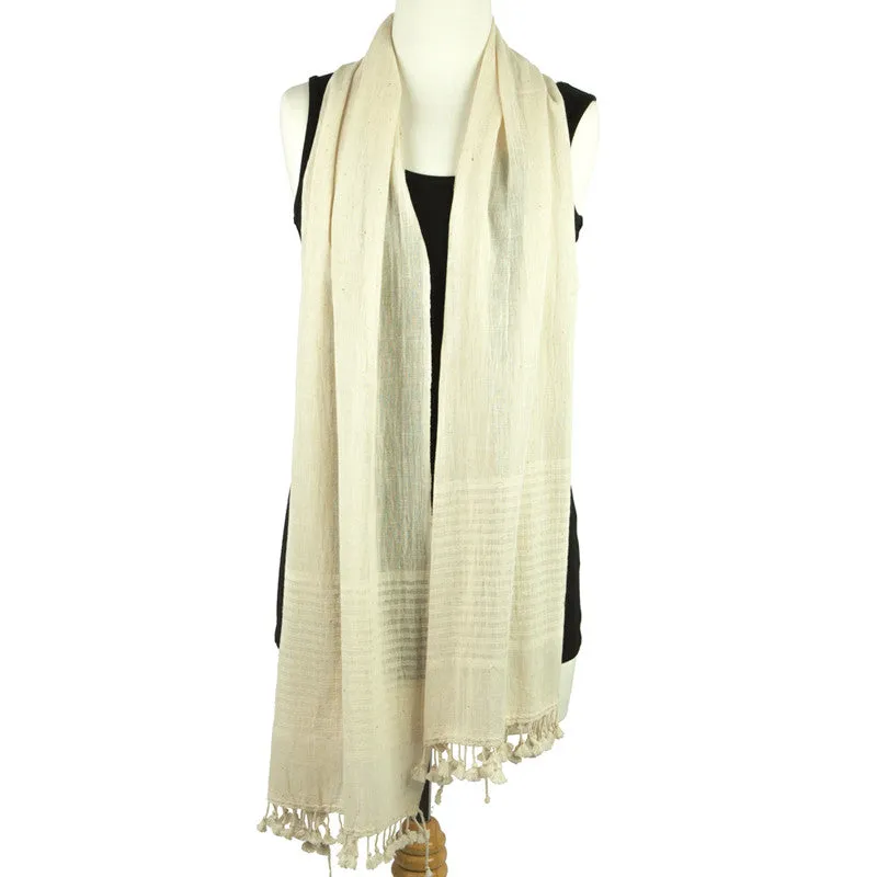 Organic Cotton Hand Woven Scarf with Tassels