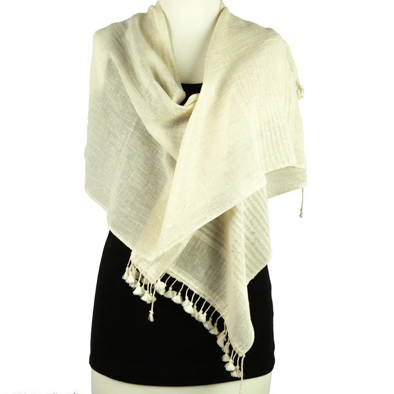 Organic Cotton Hand Woven Scarf with Tassels