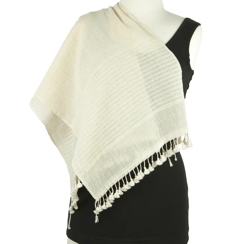 Organic Cotton Hand Woven Scarf with Tassels