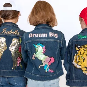 Pearly Sequin Unicorn Denim Jacket