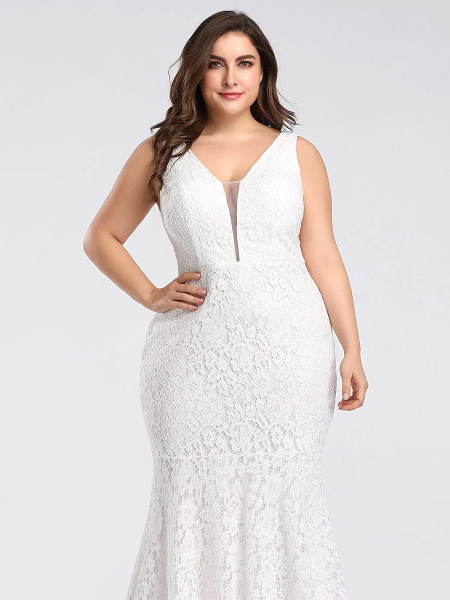 Plus Size Lace Mermaid Formal Evening Dress