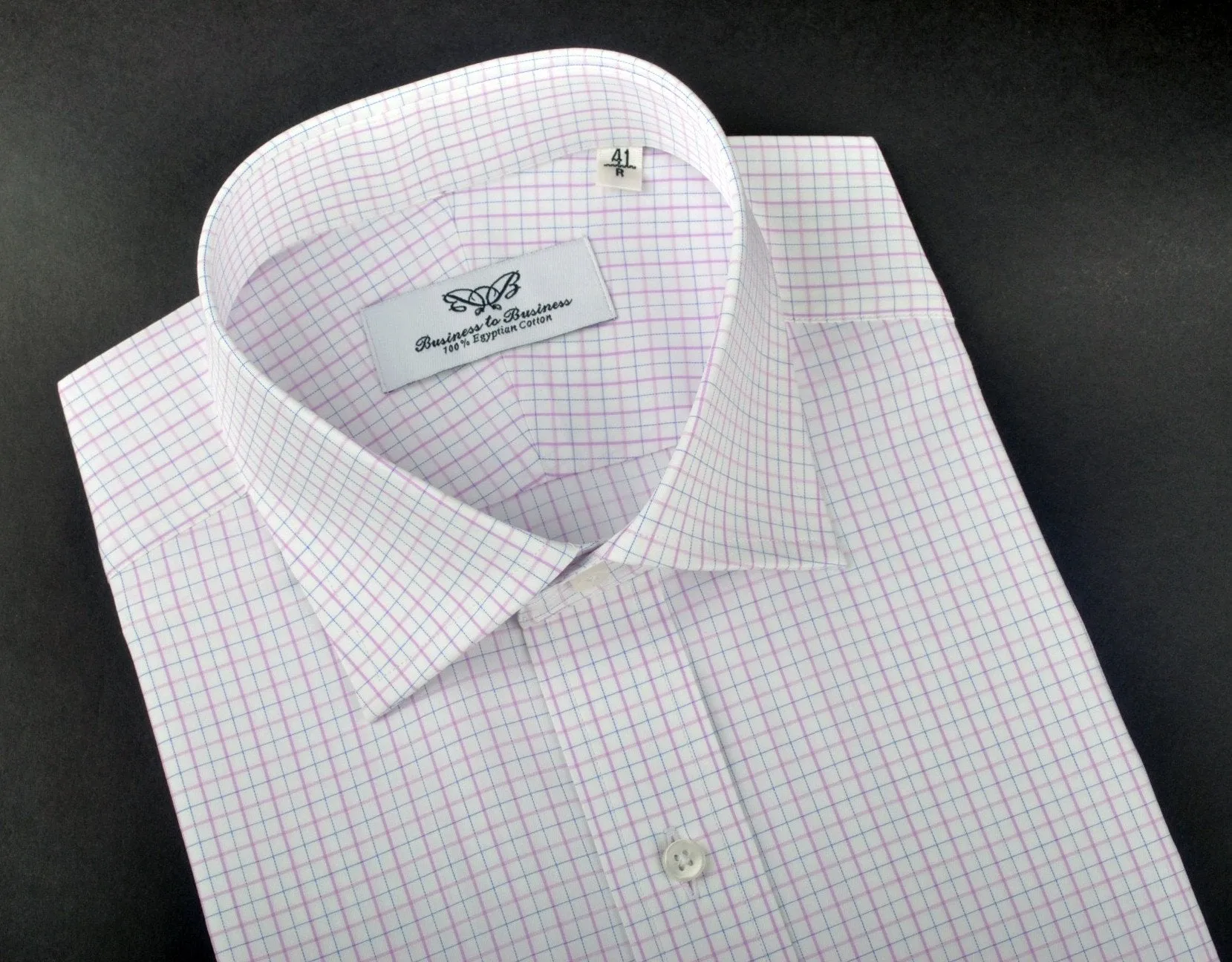 Purple Blue Striped Checkered Formal Business Dress Shirt Designer Fashion