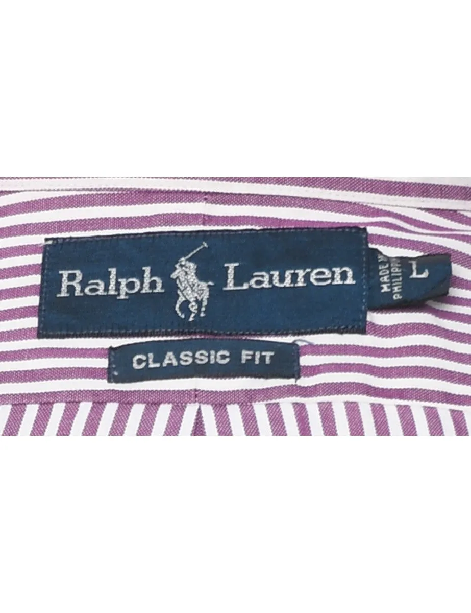 Ralph Lauren Striped Purple & White Classic Shirt - L