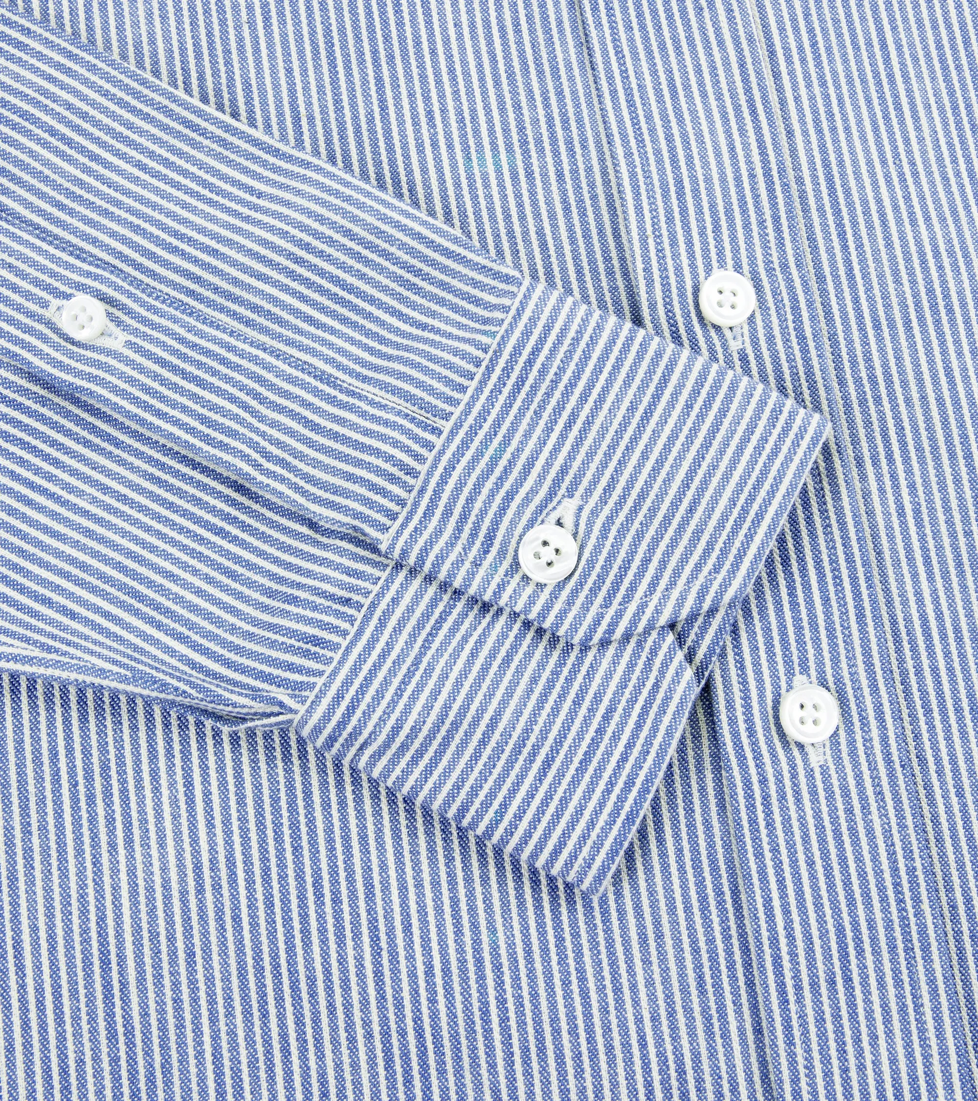 Salvatore Piccolo Selvedge Cotton Striped Shirt: Light Blue