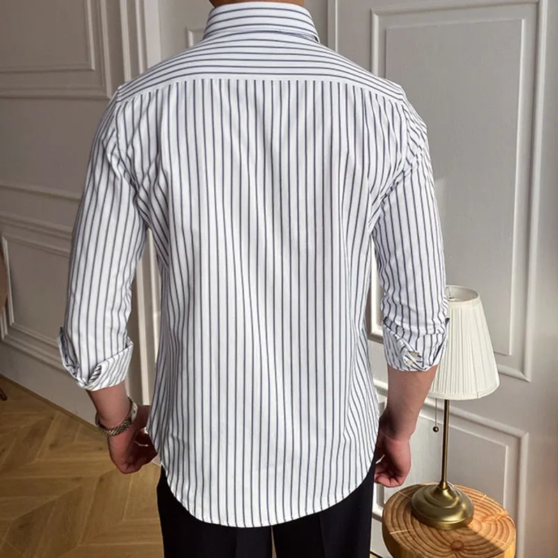 Striped Pin Down Collar Shirt