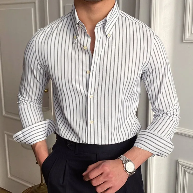 Striped Pin Down Collar Shirt