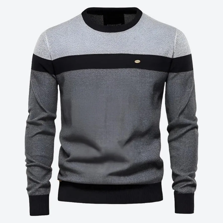 Stylish Knit Texture Crewneck Sweaters